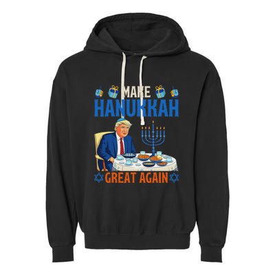 Make Hanukkah Great Again Funny Donald Trump Dinner Jewish Garment-Dyed Fleece Hoodie