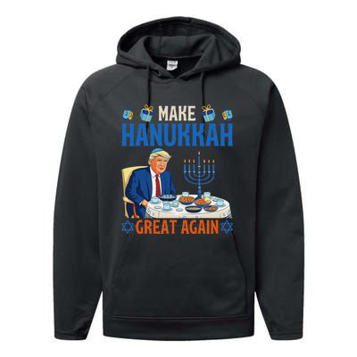 Make Hanukkah Great Again Funny Donald Trump Dinner Jewish Performance Fleece Hoodie