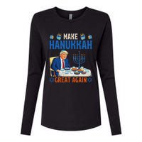 Make Hanukkah Great Again Funny Donald Trump Dinner Jewish Womens Cotton Relaxed Long Sleeve T-Shirt