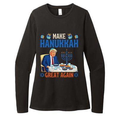 Make Hanukkah Great Again Funny Donald Trump Dinner Jewish Womens CVC Long Sleeve Shirt