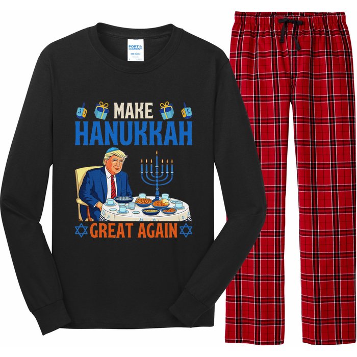 Make Hanukkah Great Again Funny Donald Trump Dinner Jewish Long Sleeve Pajama Set