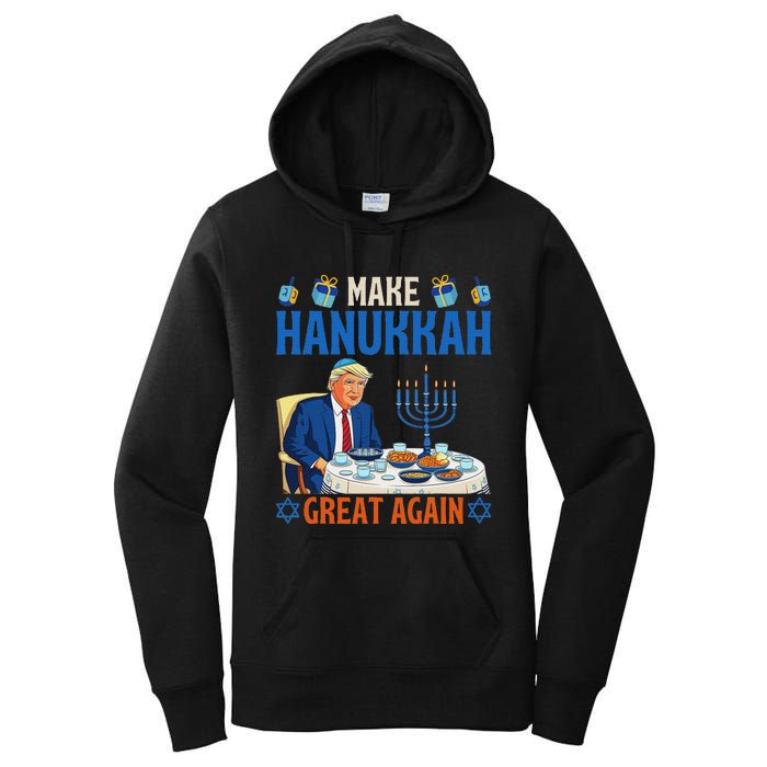 Make Hanukkah Great Again Funny Donald Trump Dinner Jewish Women's Pullover Hoodie