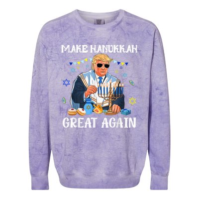 Make Hanukkah Great Again Trump Jewish Ugly Chanukah Colorblast Crewneck Sweatshirt