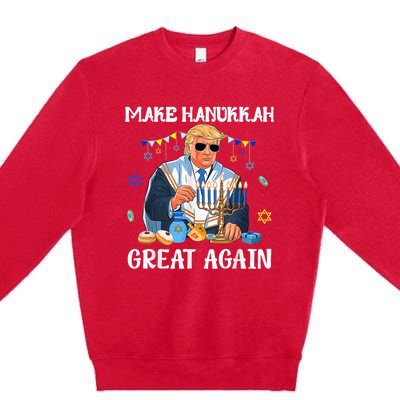 Make Hanukkah Great Again Trump Jewish Ugly Chanukah Premium Crewneck Sweatshirt