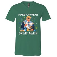 Make Hanukkah Great Again Trump Jewish Ugly Chanukah V-Neck T-Shirt