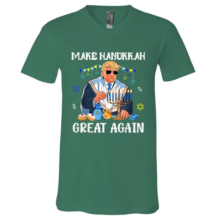 Make Hanukkah Great Again Trump Jewish Ugly Chanukah V-Neck T-Shirt