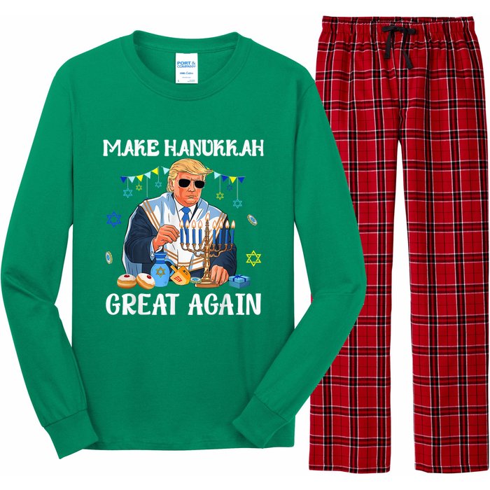 Make Hanukkah Great Again Trump Jewish Ugly Chanukah Long Sleeve Pajama Set