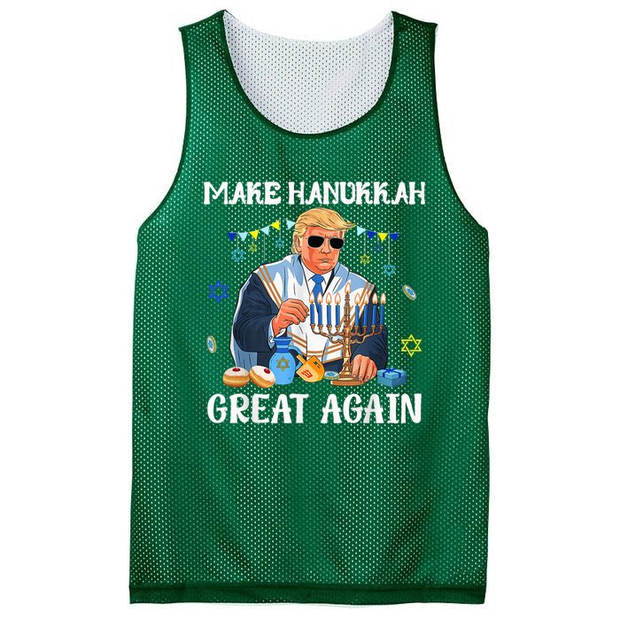 Make Hanukkah Great Again Trump Jewish Ugly Chanukah Mesh Reversible Basketball Jersey Tank