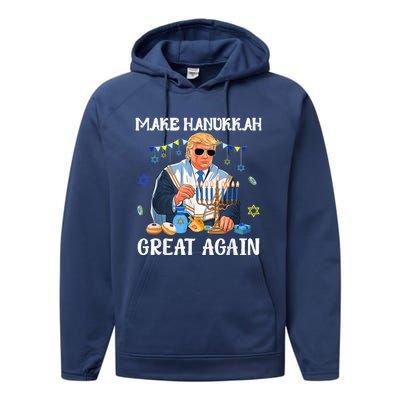 Make Hanukkah Great Again Trump Jewish Ugly Chanukah Performance Fleece Hoodie