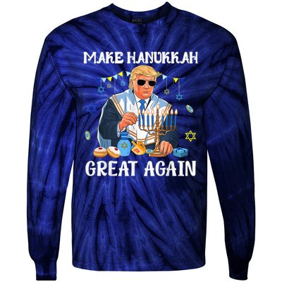 Make Hanukkah Great Again Trump Jewish Ugly Chanukah Tie-Dye Long Sleeve Shirt