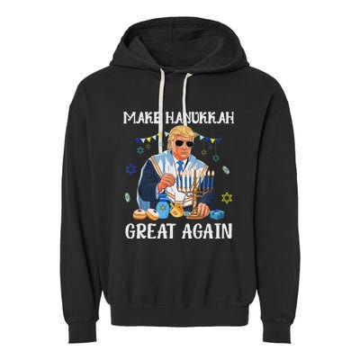 Make Hanukkah Great Again Trump Jewish Ugly Chanukah Sweater Garment-Dyed Fleece Hoodie