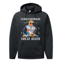 Make Hanukkah Great Again Trump Jewish Ugly Chanukah Sweater Performance Fleece Hoodie