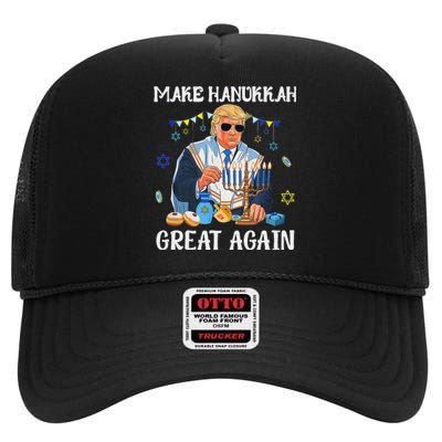 Make Hanukkah Great Again Trump Jewish Ugly Chanukah Sweater High Crown Mesh Back Trucker Hat