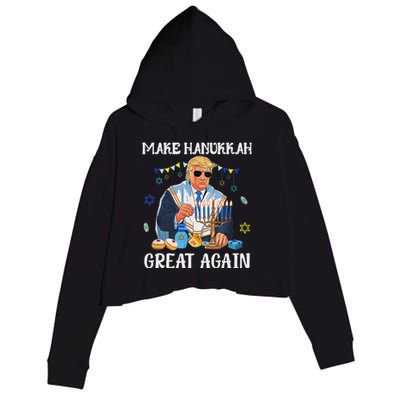 Make Hanukkah Great Again Trump Jewish Ugly Chanukah Sweater Crop Fleece Hoodie