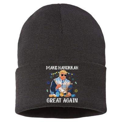 Make Hanukkah Great Again Trump Jewish Ugly Chanukah Sweater Sustainable Knit Beanie