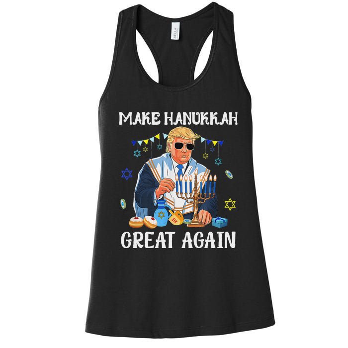 Make Hanukkah Great Again Trump Jewish Ugly Chanukah Sweater Women's Racerback Tank