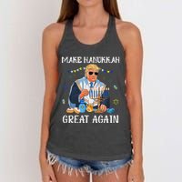 Make Hanukkah Great Again Trump Jewish Ugly Chanukah Sweater Women's Knotted Racerback Tank