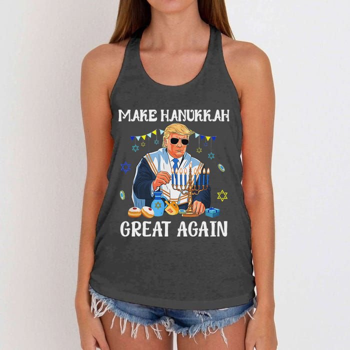 Make Hanukkah Great Again Trump Jewish Ugly Chanukah Sweater Women's Knotted Racerback Tank