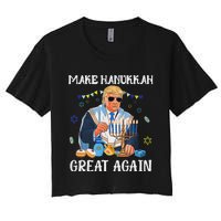 Make Hanukkah Great Again Trump Jewish Ugly Chanukah Sweater Women's Crop Top Tee