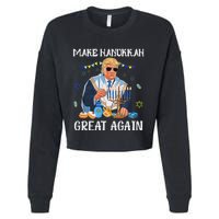 Make Hanukkah Great Again Trump Jewish Ugly Chanukah Sweater Cropped Pullover Crew