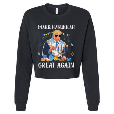 Make Hanukkah Great Again Trump Jewish Ugly Chanukah Sweater Cropped Pullover Crew