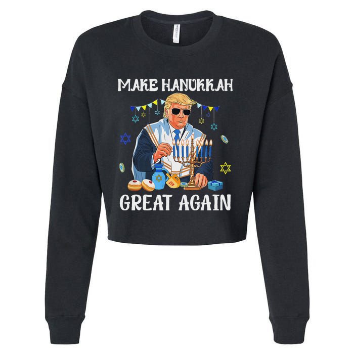 Make Hanukkah Great Again Trump Jewish Ugly Chanukah Sweater Cropped Pullover Crew