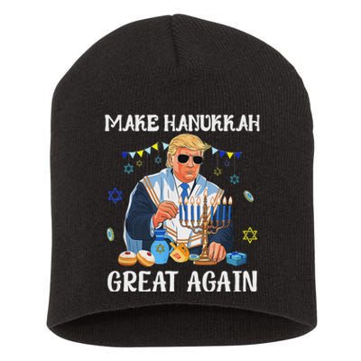 Make Hanukkah Great Again Trump Jewish Ugly Chanukah Sweater Short Acrylic Beanie