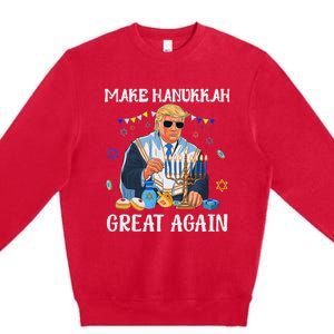 Make Hanukkah Great Again Trump Jewish Ugly Chanukah Sweater Premium Crewneck Sweatshirt