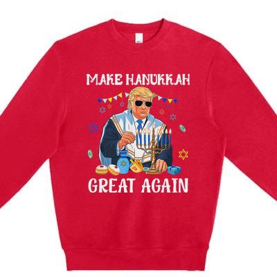 Make Hanukkah Great Again Trump Jewish Ugly Chanukah Sweater Premium Crewneck Sweatshirt