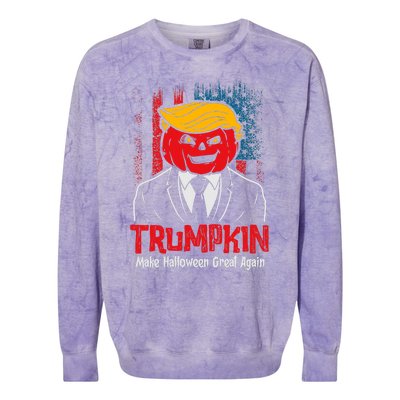 Make Halloween Great Again Halloween Trumpkin Us Flag Colorblast Crewneck Sweatshirt