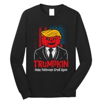 Make Halloween Great Again Halloween Trumpkin Us Flag Long Sleeve Shirt