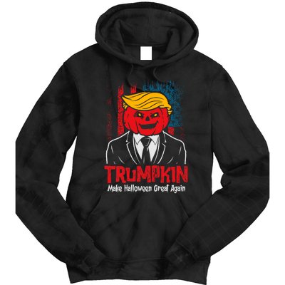 Make Halloween Great Again Halloween Trumpkin Us Flag Tie Dye Hoodie