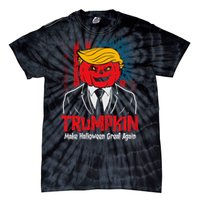 Make Halloween Great Again Halloween Trumpkin Us Flag Tie-Dye T-Shirt