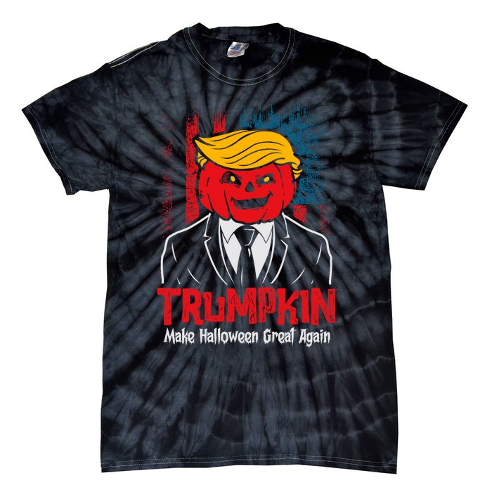 Make Halloween Great Again Halloween Trumpkin Us Flag Tie-Dye T-Shirt