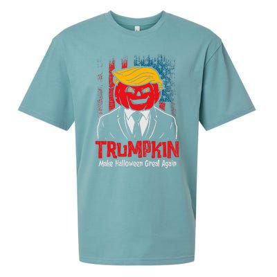 Make Halloween Great Again Halloween Trumpkin Us Flag Sueded Cloud Jersey T-Shirt