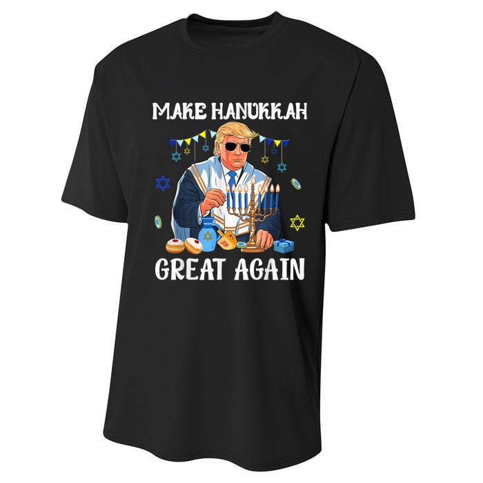 Make Hanukkah Great Again Trump Jewish Ugly Performance Sprint T-Shirt