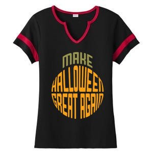 Make Halloween Great Again Funny Trick Or Treat Gift Ladies Halftime Notch Neck Tee