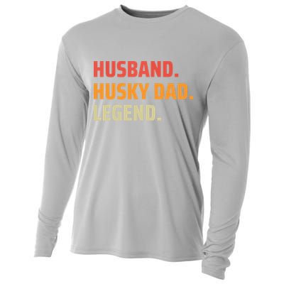 Men Husband Husky Dad Legend Siberian Huskies Dog Dad Father Cooling Performance Long Sleeve Crew