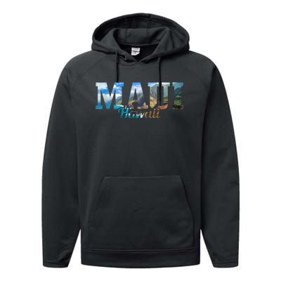 Maui Hawaii Hawaiian Islands Surf Surfing Surfer Gift Performance Fleece Hoodie