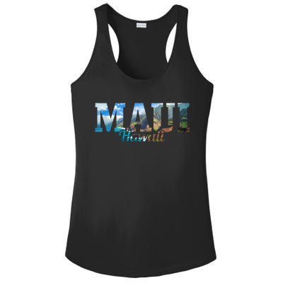 Maui Hawaii Hawaiian Islands Surf Surfing Surfer Gift Ladies PosiCharge Competitor Racerback Tank