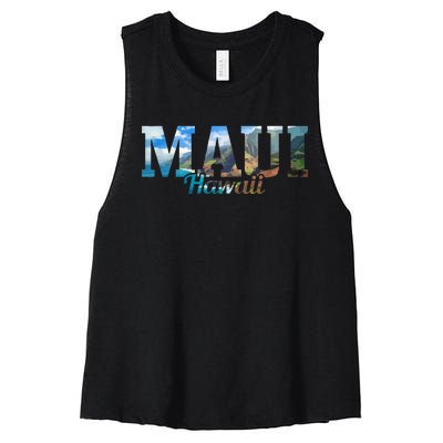 Maui Hawaii Hawaiian Islands Surf Surfing Surfer Gift Women's Racerback Cropped Tank