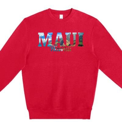 Maui Hawaii Hawaiian Islands Surf Surfing Surfer Gift Premium Crewneck Sweatshirt