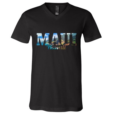 Maui Hawaii Hawaiian Islands Surf Surfing Surfer Gift V-Neck T-Shirt