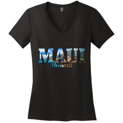 Maui Hawaii Hawaiian Islands Surf Surfing Surfer Gift Women's V-Neck T-Shirt