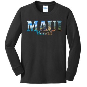 Maui Hawaii Hawaiian Islands Surf Surfing Surfer Gift Kids Long Sleeve Shirt