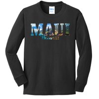 Maui Hawaii Hawaiian Islands Surf Surfing Surfer Gift Kids Long Sleeve Shirt