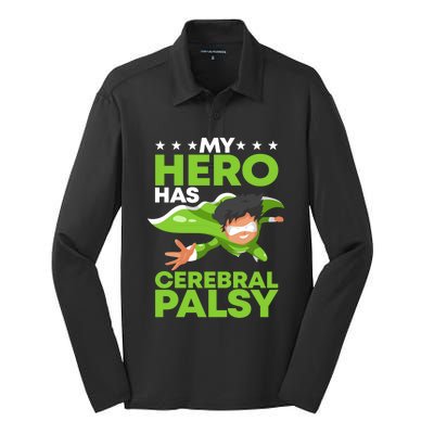 My Hero Has Cerebral Palsy Awareness Cp Supporter Gift Silk Touch Performance Long Sleeve Polo