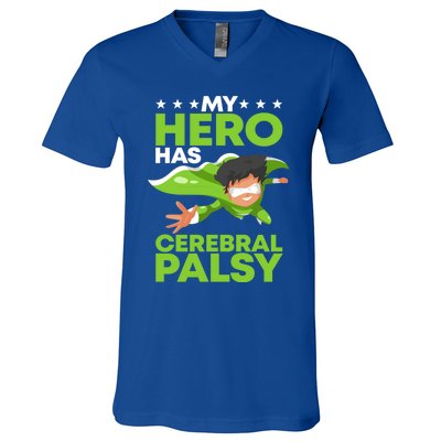 My Hero Has Cerebral Palsy Awareness Cp Supporter Gift V-Neck T-Shirt