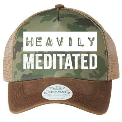 Meditation Humor Heavily Meditated Mindfulness Funny Gift Legacy Tie Dye Trucker Hat