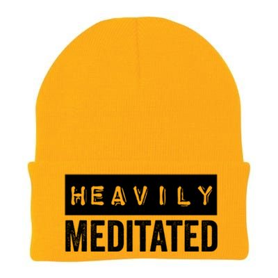 Meditation Humor Heavily Meditated Mindfulness Funny Gift Knit Cap Winter Beanie